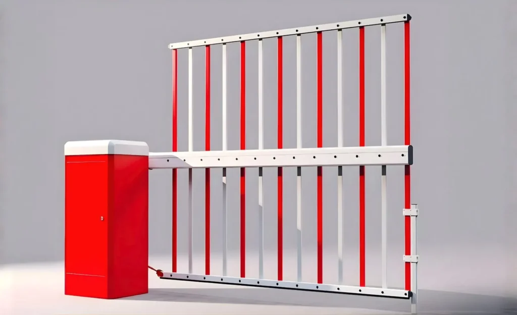 Heavy-duty automatic barrier with a full-height Hi-Bar skirt