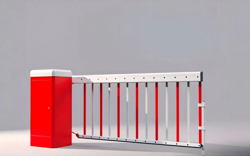 Automatic barrier with a hanging lower skirt under the arm