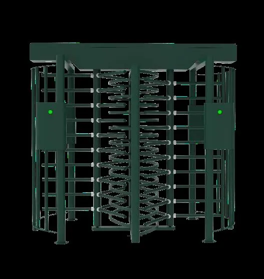 Double full height turnstile with two lanes under one top cover