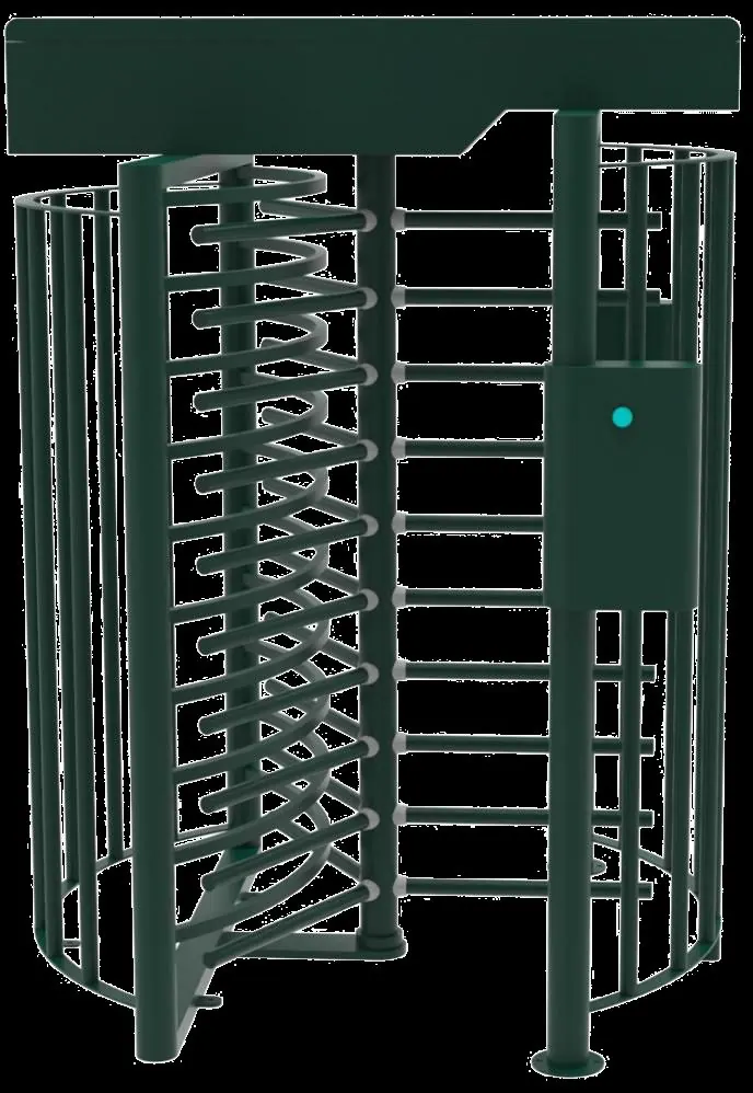Single full height turnstile powder coated green